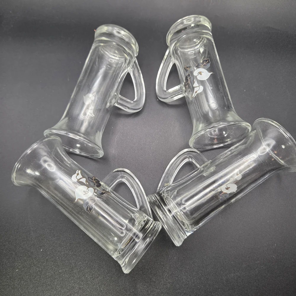 Shot Glasses Clear with Handles And Calla Lily Design Set Of 4